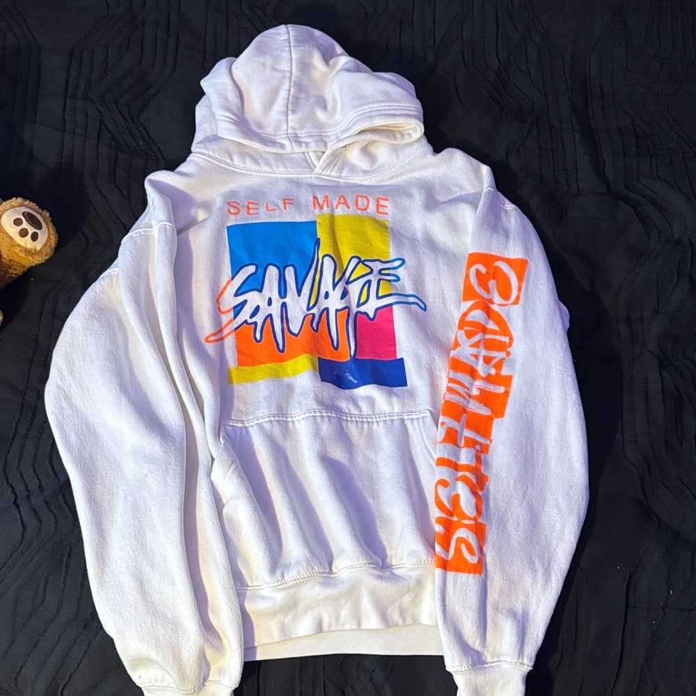 Savage White Graphic Hoodie for Men